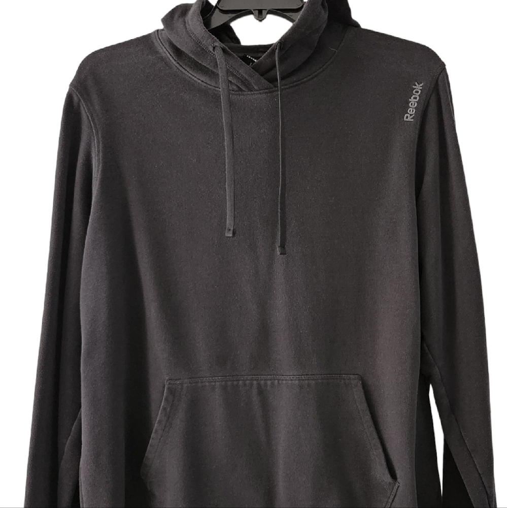 Reebok Hoodie Size XL Black Mens Sweatshirt Pocket Long Sleeves Fleece